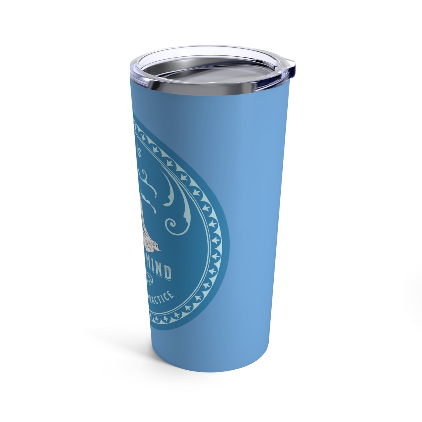 Coffee is my Presence Practice with Blue Hues, Tumbler 20oz