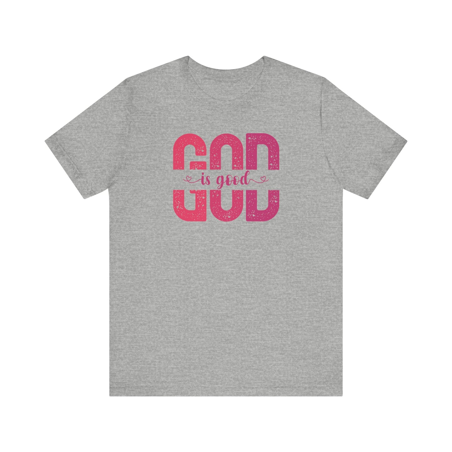 God is Good with pink hues (Bella Canvas 3001 T-Shirt) for women and men