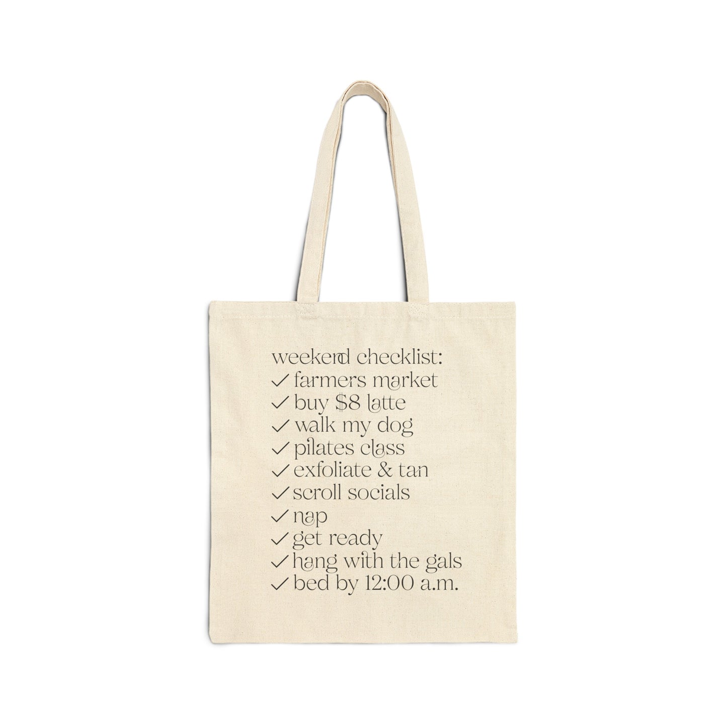 Dog Mom Weekend Checklist 100% Cotton Canvas Tote Bag