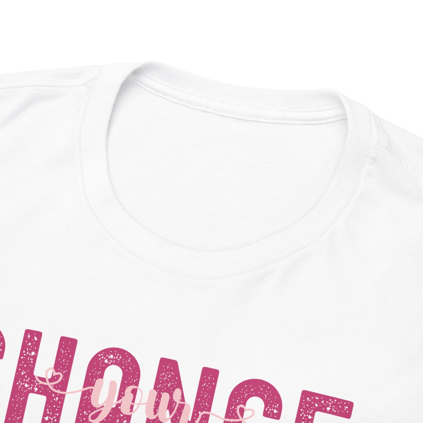 Change Your Vibration Change Your Life with pink hues (Gildan 5000 T-Shirt) for women and men