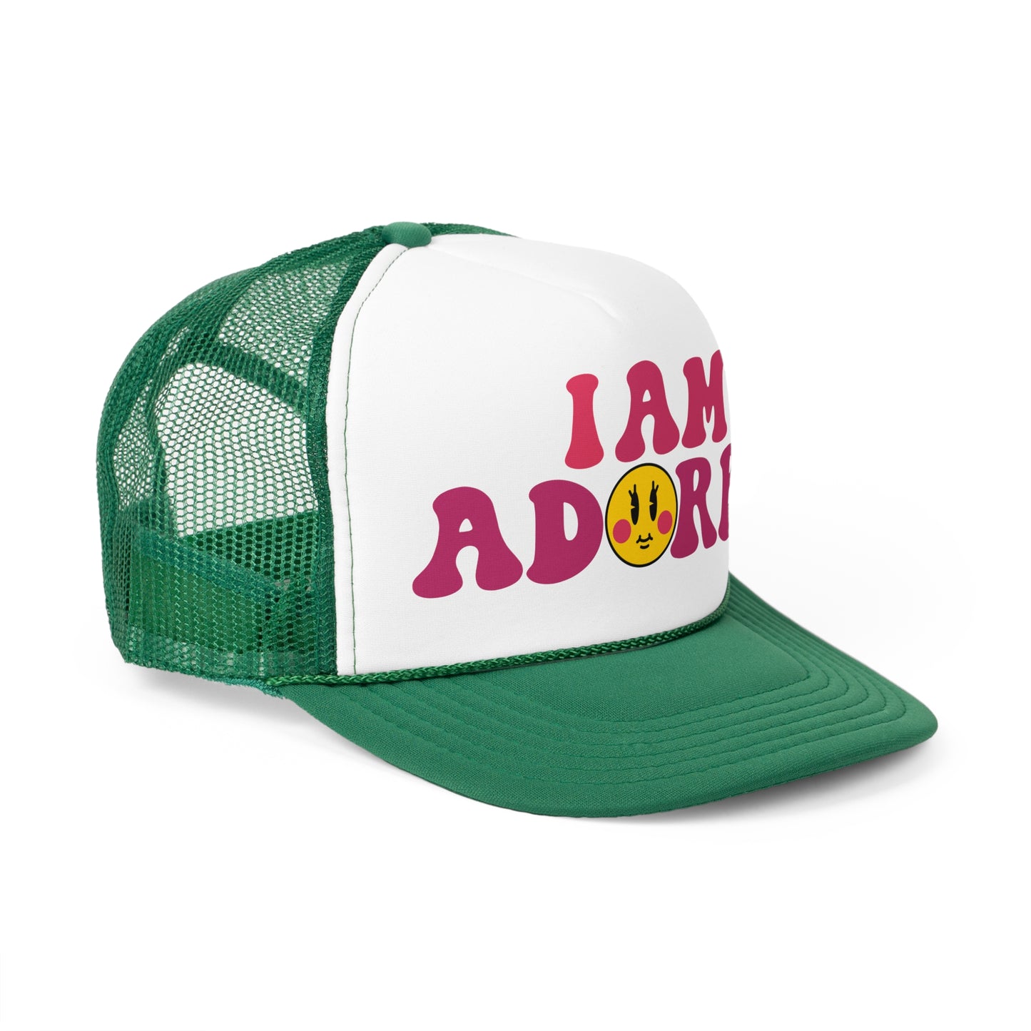 I am Adorbs Trucker Hat with Pink Hues for woman